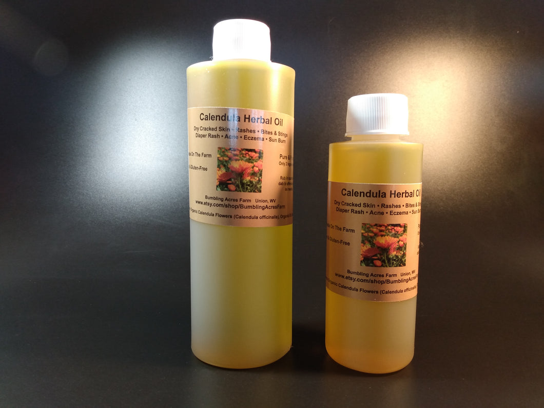 Calendula Organic Herbal Oil, Double Infused, DIY Skin Care, Handmade