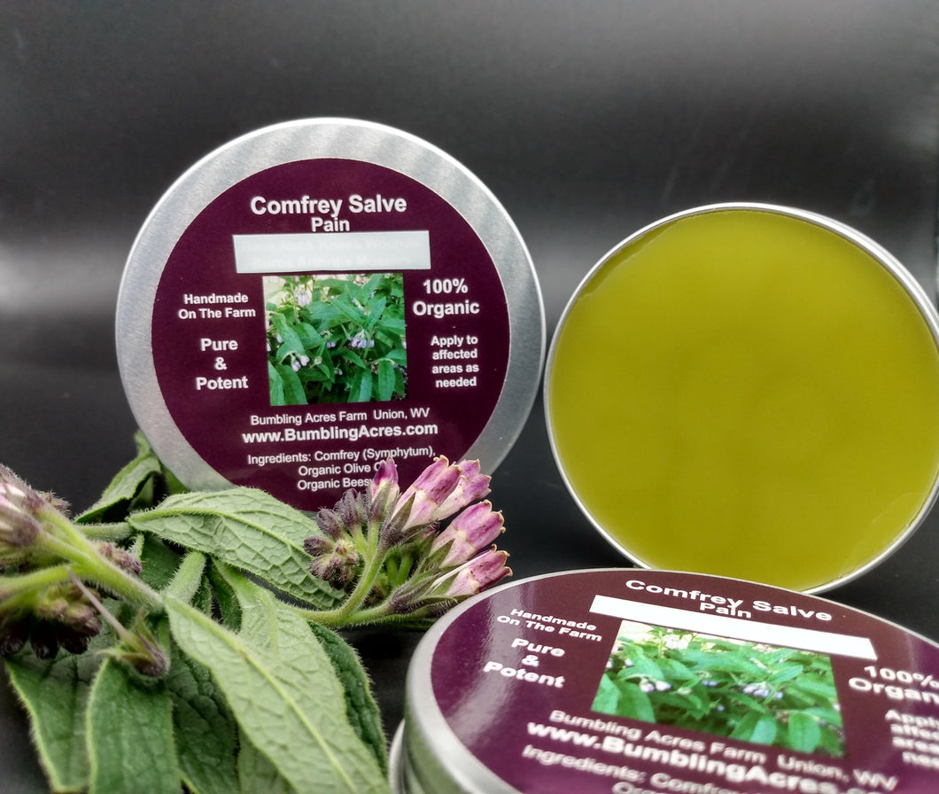 Comfrey Herbal Organic Salve, Double Infused, Made from Fresh Plants